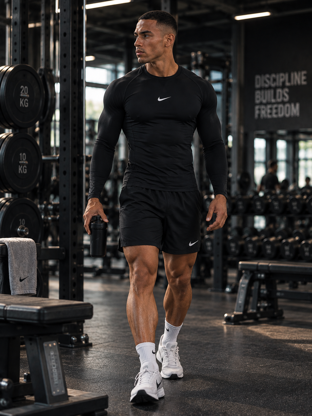 Uzun Kollu Compression Tişört ve Sporcu Şortu Takım